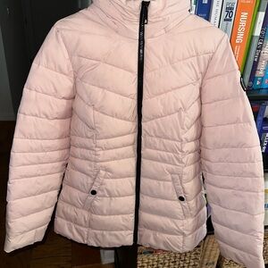 Nautica Pink Puffer Jacket with Chevron Quilting